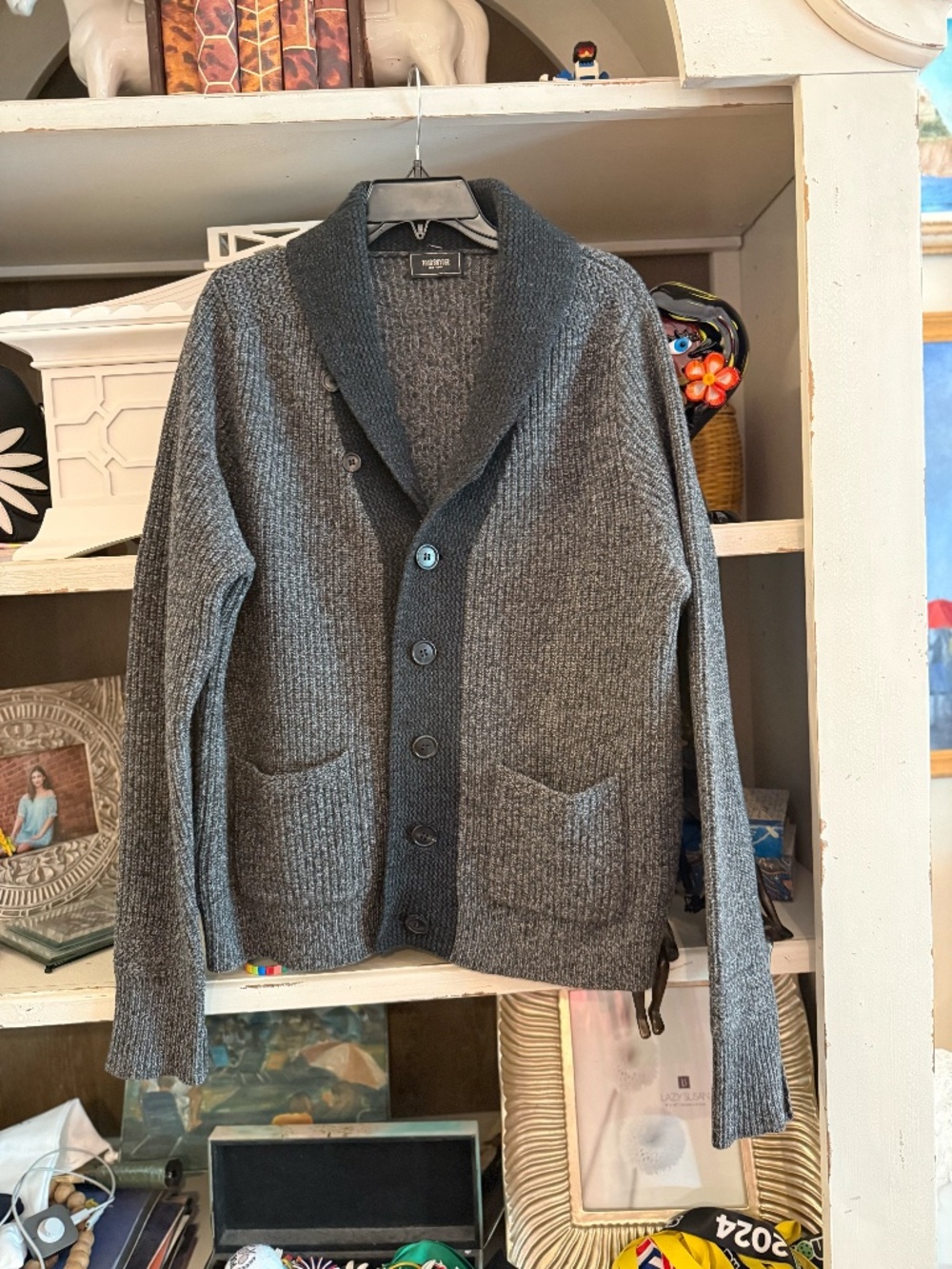 Todd Snyder contrast shawl collar cardigan sweater Medium M ? - Picture 3 of 9